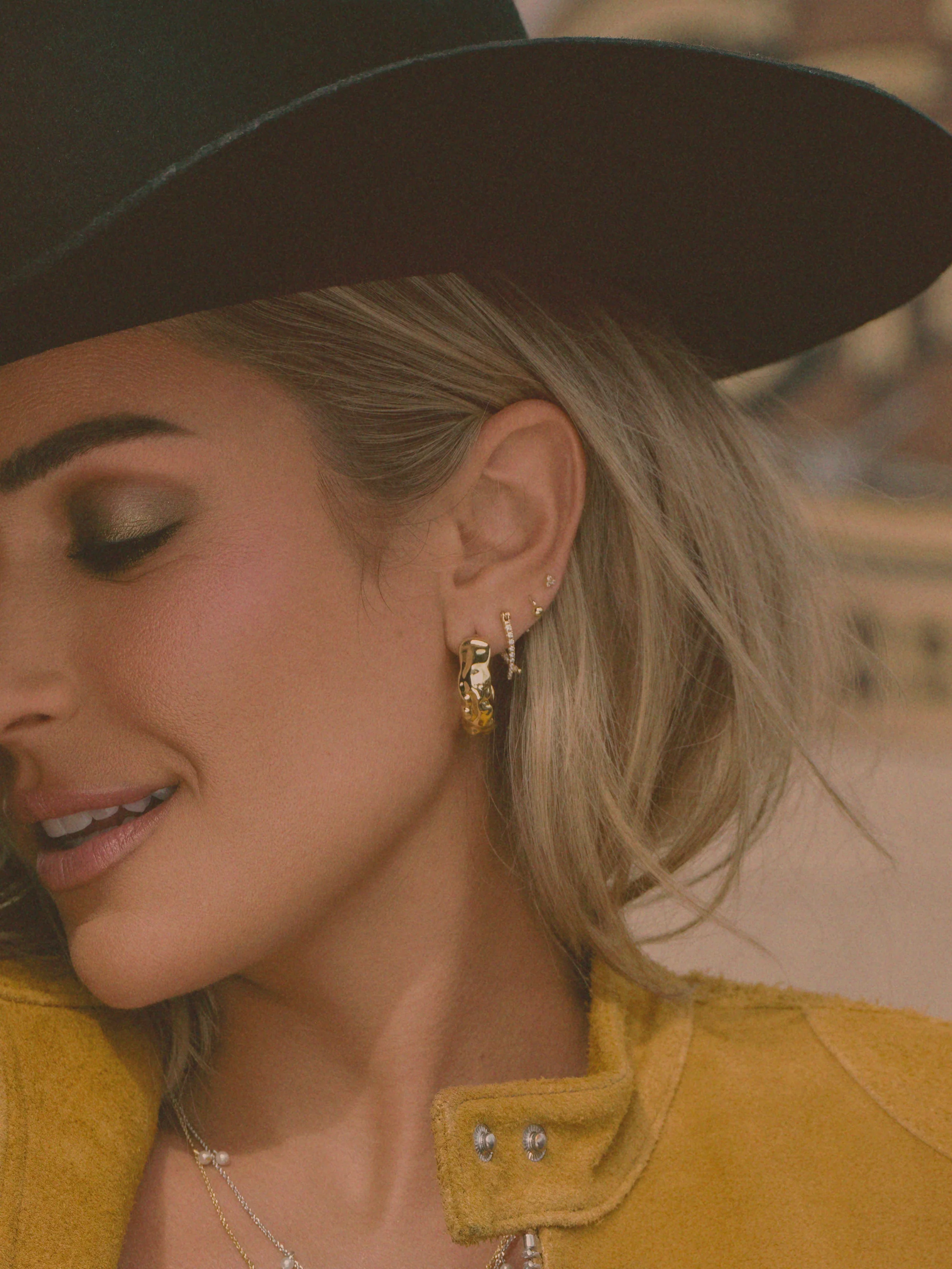 Crushed Hoop Earrings - Image 4