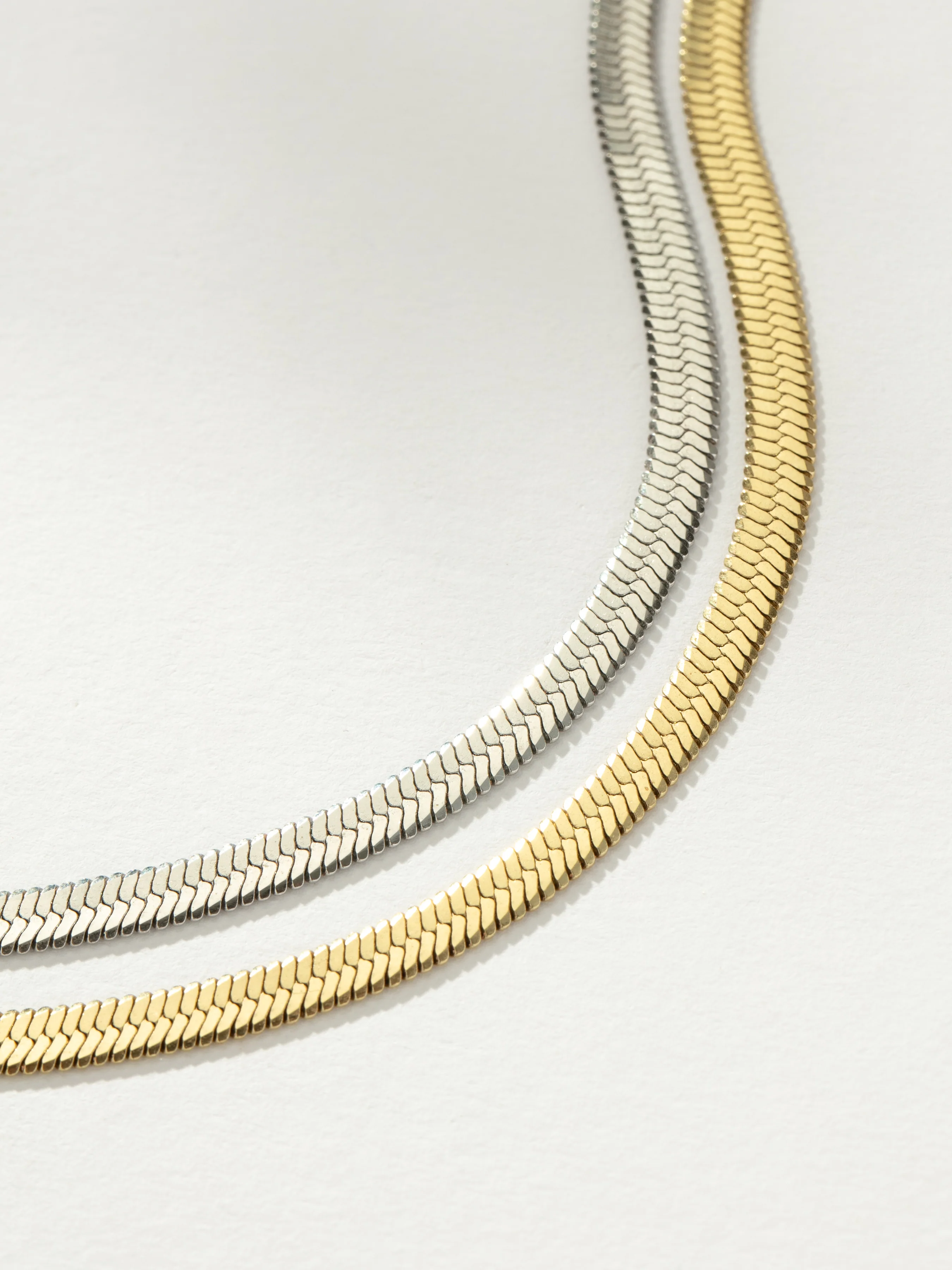 Double Layer Herringbone Chain Necklace - Image 4