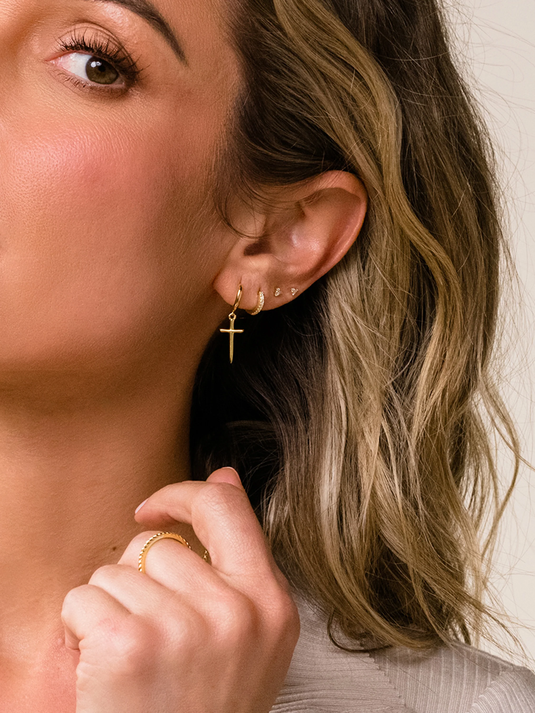 Vermeil Hollywood Pavé Huggies - Image 5