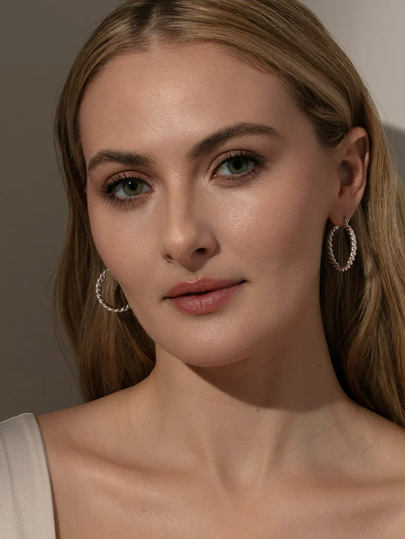 Rope Twist Hoop Earrings - Image 6