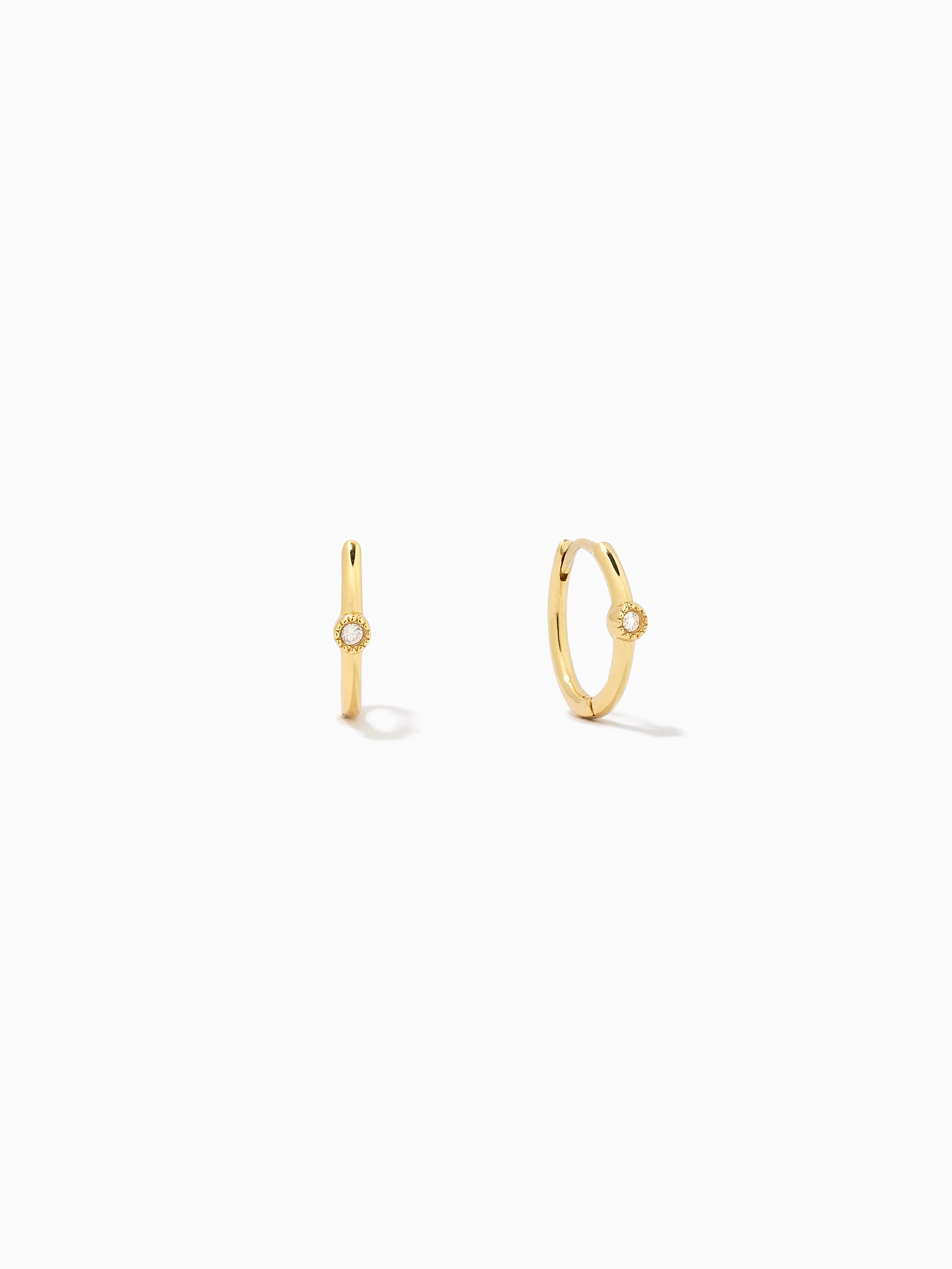 Vermeil Solo Diamond Huggie Earrings - Image 3