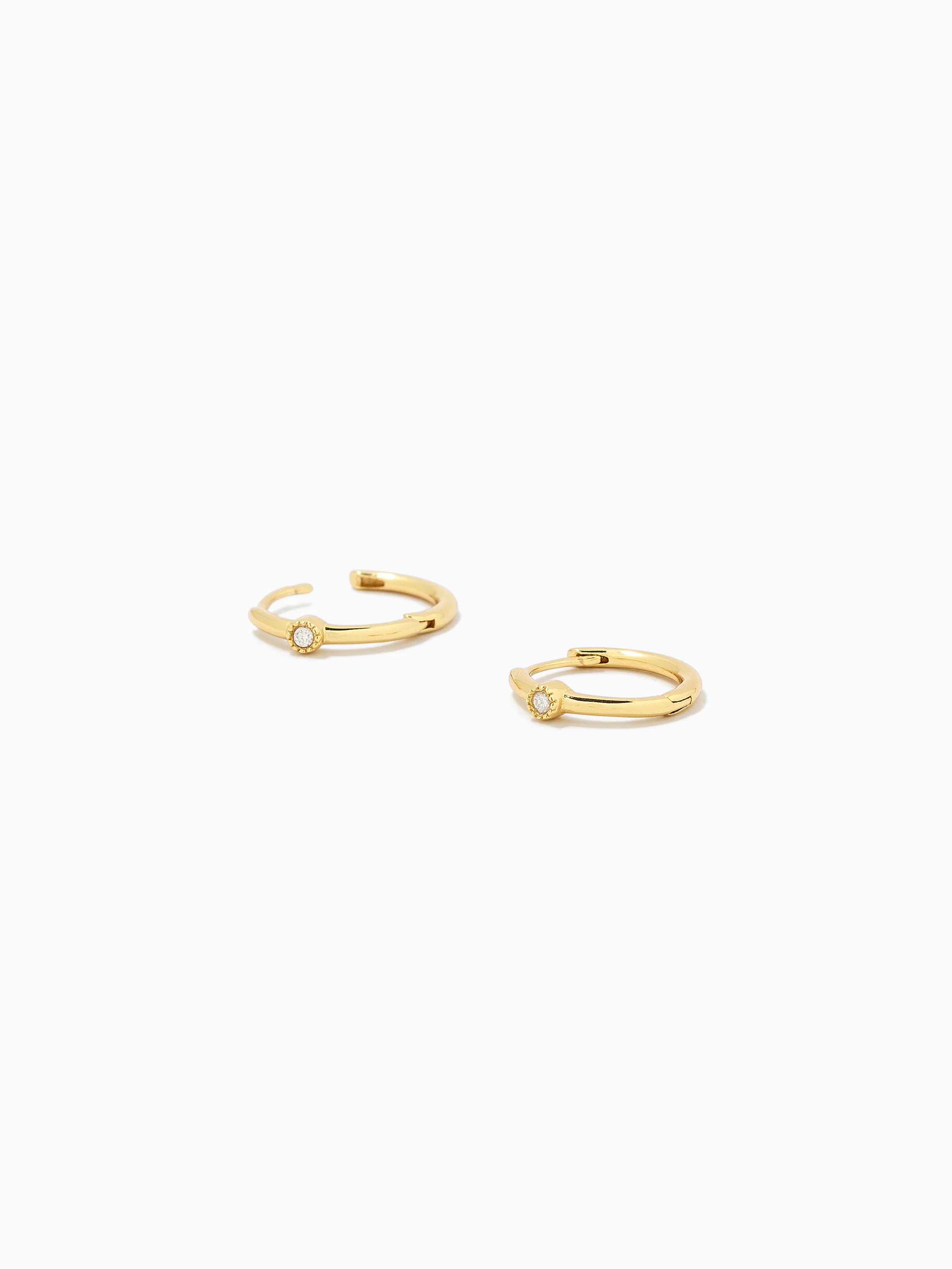 Vermeil Solo Diamond Huggie Earrings - Image 4
