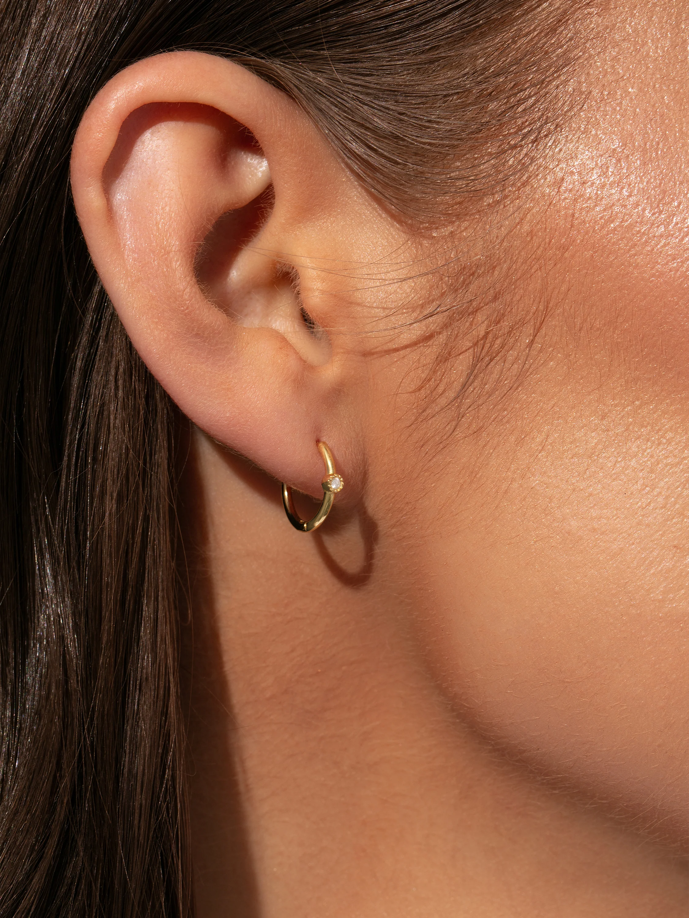 Vermeil Solo Diamond Huggie Earrings - Image 6